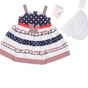 NWT Bonnie Baby Boutique 4th of July Seersucker